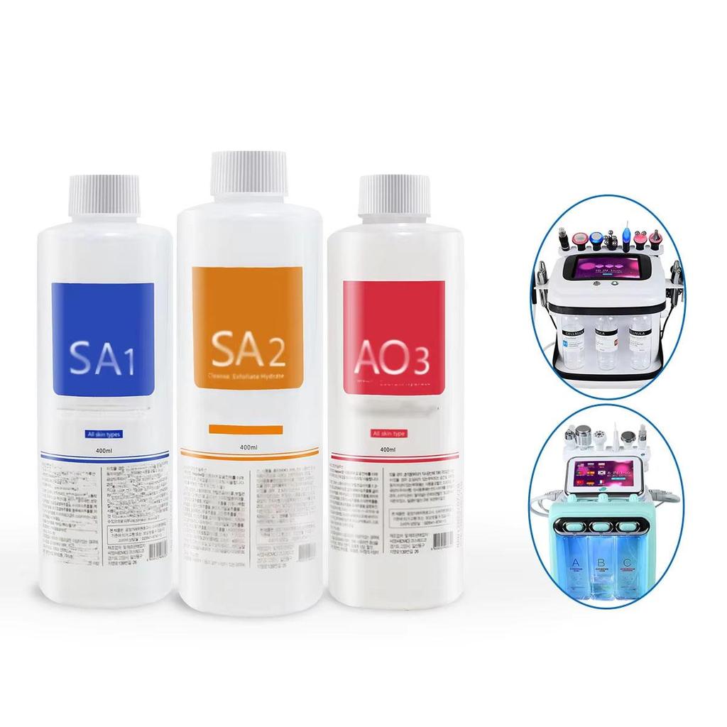 3 Bottle Hydro Aqua Peel Solution - Facial Serum for Hydra Dermabrasion Small Bubble Machine & Deep Skin Cleaning