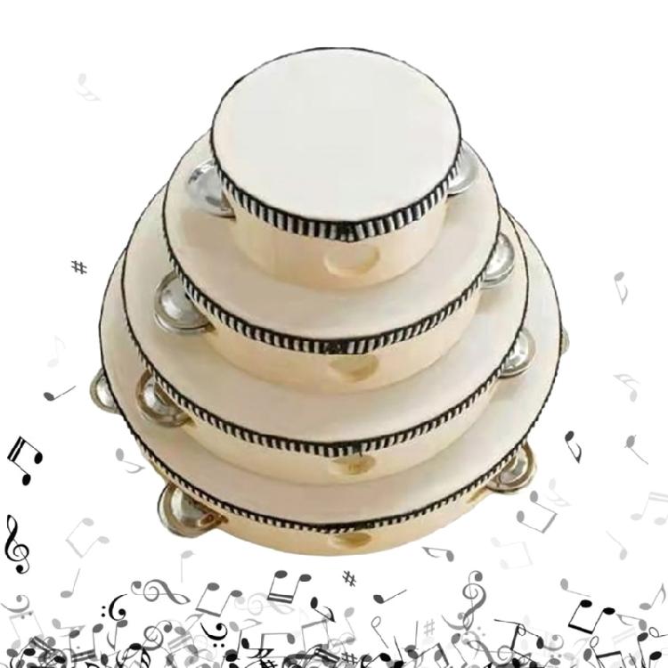 Single Row Jingles Handheld Tambourine Wooden Tambourine Drum for Adults