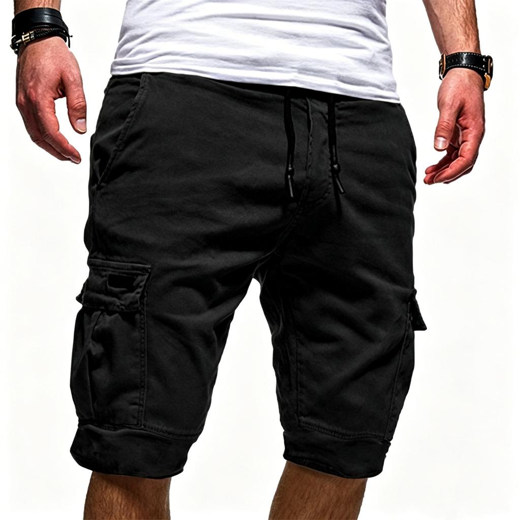 Men's Cargo Shorts Loose Fit Breathable Multi-Pocket for Street Sports and Casual Wear