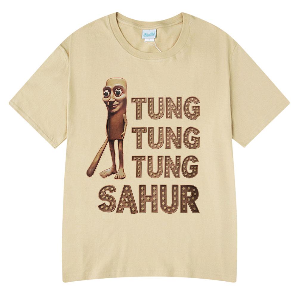 Tung Tung Tung Sahur Lustiges Italienisches Gehirnfäule Baseballschläger Meme T-Shirt Unisex Kleidung Mode T-Shirts Unisex Sommer Rundhals T-Shirt