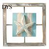 Mediterranean Style Home Decor 3D Beach Wooden Frame Wall Art, Coastal Starfish/Conch/Shell Decor, Ocean Hollow Relief Sculpture Inspired Mount