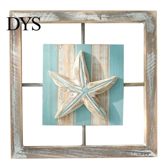 Mediterranean Style Home Decor 3D Beach Wooden Frame Wall Art, Coastal Starfish/Conch/Shell Decor, Ocean Hollow Relief Sculpture Inspired Mount