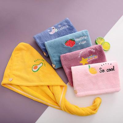 1 pièce Bonnet brodé en polaire corail absorbant à séchage rapide, Masque facial Bandeau pour cheveux, Bonnet de douche doux et absorbant, Bonnet de bain de dessin animé, Taille unique Serviettes de douche