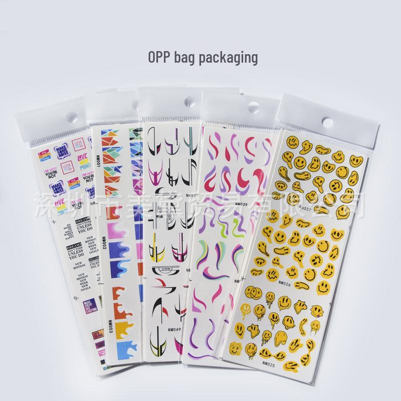 Abstrakte Smiley-Gesicht Wasseraufkleber für Nägel - Große Bögen
