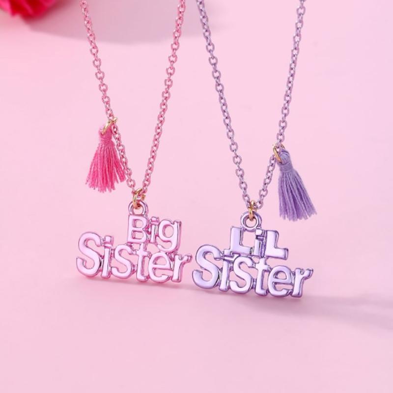 2Pcs/Set Sweet Big Sister Lil Sister Letter Pendant Chain Best Friend Necklace Bff Friendship Jewelry Gifts For Kids