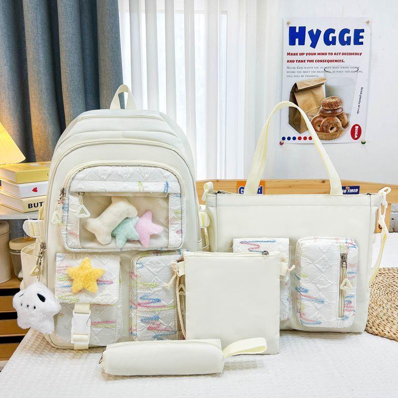 4pcs Backpack Set  Girl  Boy Cute Anti Splash Water  Elementary School Backpack Large Capacity Backpack for Junior High School Students