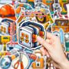 50Pcs Toolbox Graffiti Stickers - Cartoon Axe & Saw Waterproof Decals for Luggage & Skateboard Decor