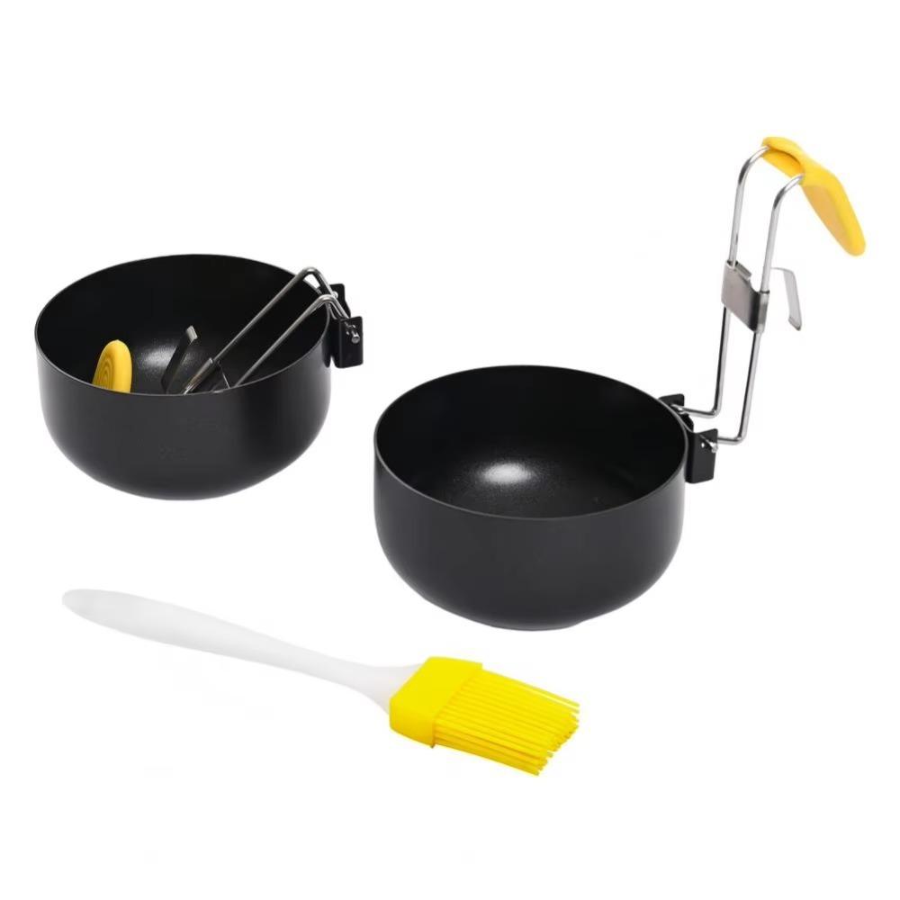 

2pcs Non-stick Egg Poacher with Oil Brush Egg Cooker Cups Kitchen Gadgets Boiler Egg Mold Breakfast 2pcs