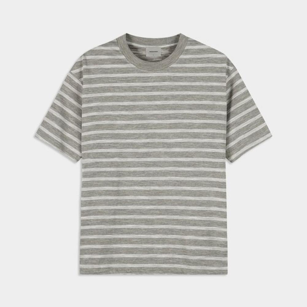 Weekhour Border STripe Crewneck T shirT Khaki KHAKI/M