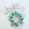 Arizona Turquoise Squash Blossom Necklace, 925 Sterling Silver Paper Clip Chain