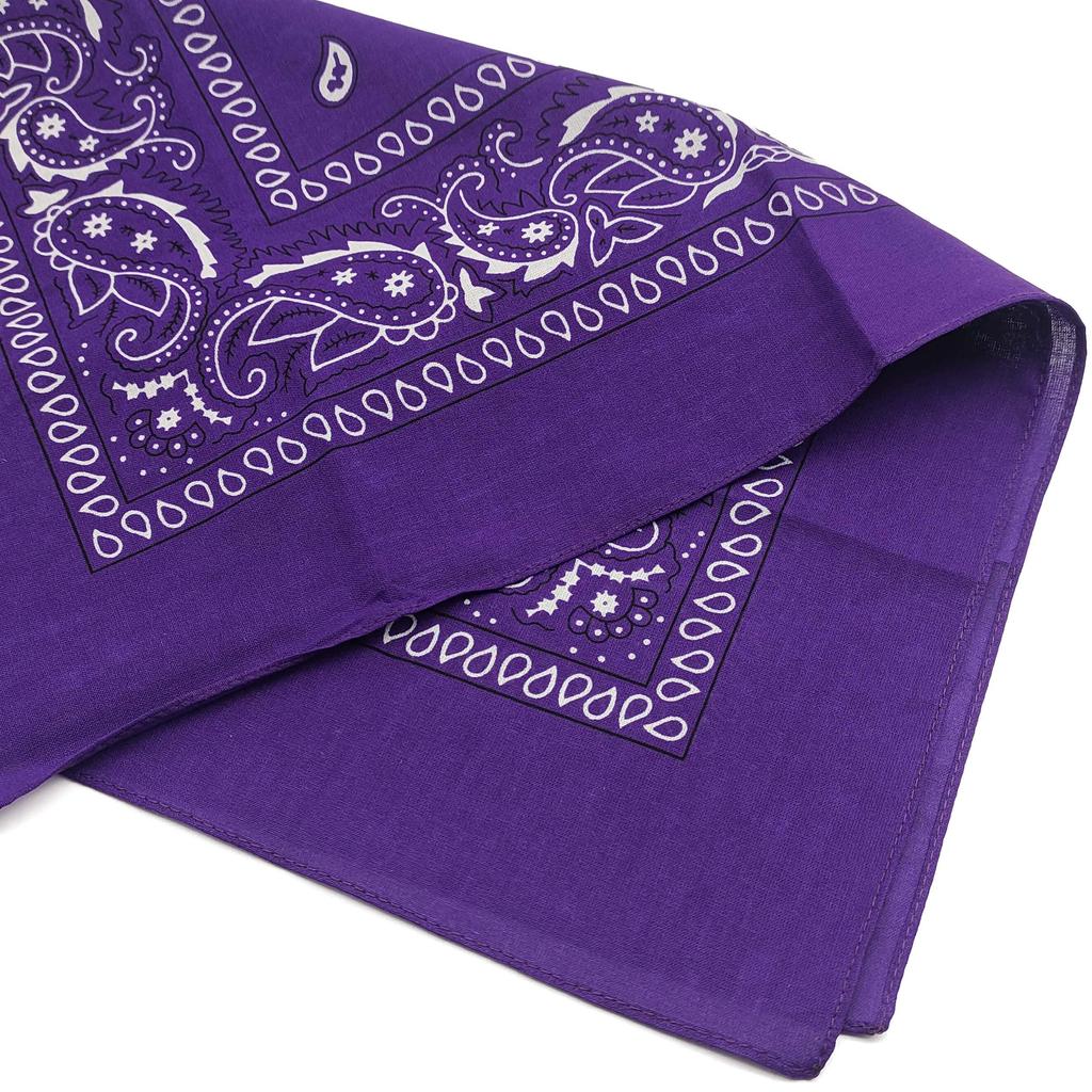 Trifong Bandana Purple Paisley Cotton 100% Large 55cm x 55cm