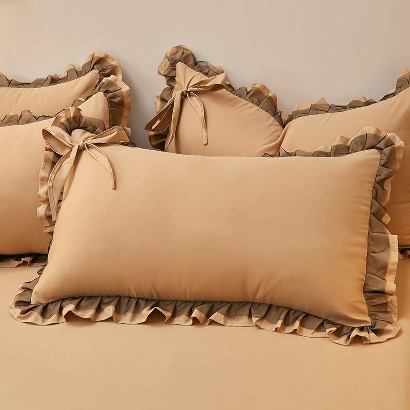 48*74cm Princess Style Pink Cake Layered Lace Pillowcase Splice Ruffle Edge Pillowcase European Style Hotel Home Bedding PillowsProtective Covers