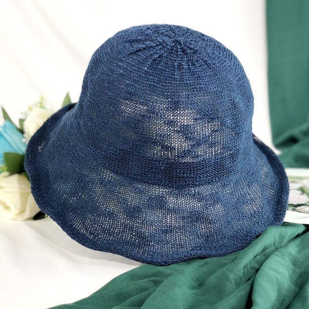 Korean Knitted Bucket Hat Thin Basin Cap Casual Fisherman Hat  Summer