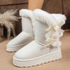 Winter New Snow Cotton Boots Women's Thick-soled Bow Casual Plush Thickened Warm Non-slip Plush Cotton Boots