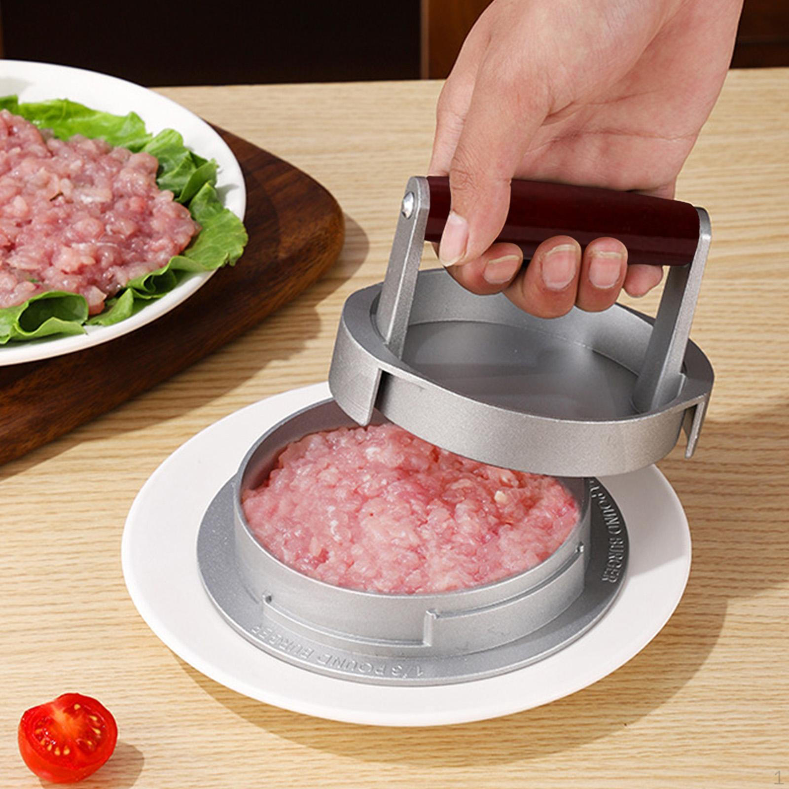 

Пресс для бургеров Гриль Кулинарный Смэшер Сплав алюминия Регулируемый Вегетарианский Гамбургер Мясорыхлитель Wood Handle