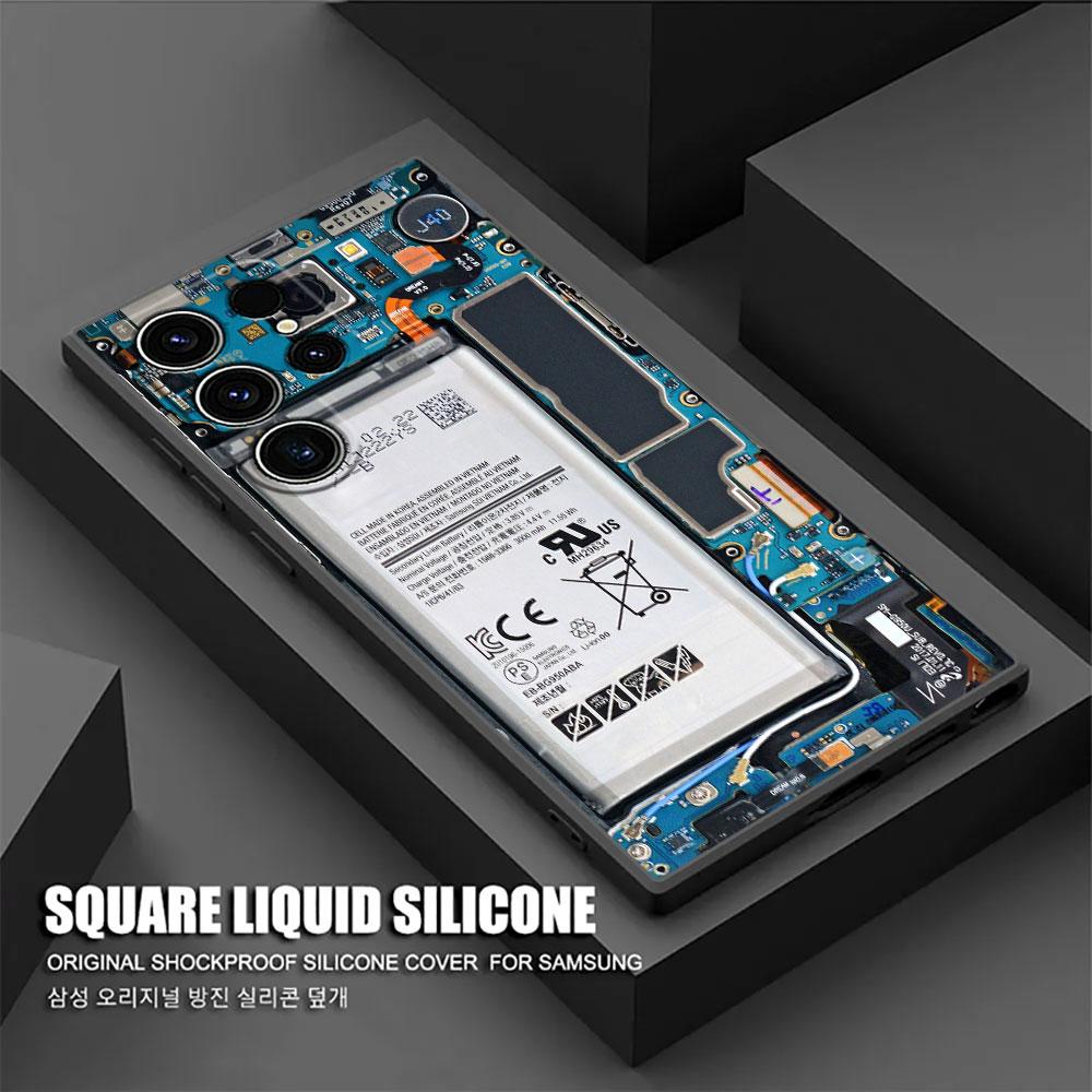 

Phone Back Circuit Board Phone Case For Samsung Galaxy S24 Ultra Cases S23 S21 S20 FE S22 9 Plus Note 20 Ultra 10 Silicone Cover Samsung Note 10
