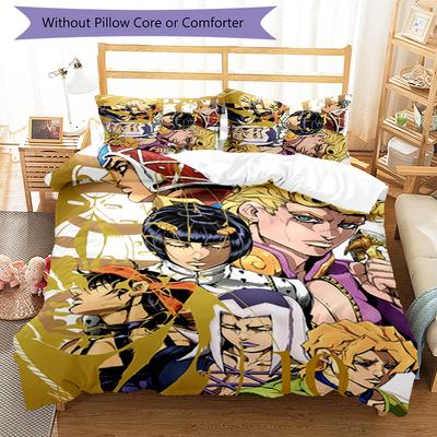 3pcs JoJo's Bizarre Adventure Pattern Bedding Set Duvet Cover Set Includes Duvet Cover &pillowcases,perfect All Season Bedroom Decoration&gift