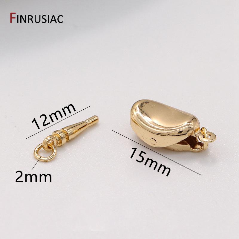 

14K Gold Plated Brass Boat Shaped Ingot Buckle Connector Clasps For DIY Bracelet Necklace Jewelry Making Supplies Findings 3 pieces