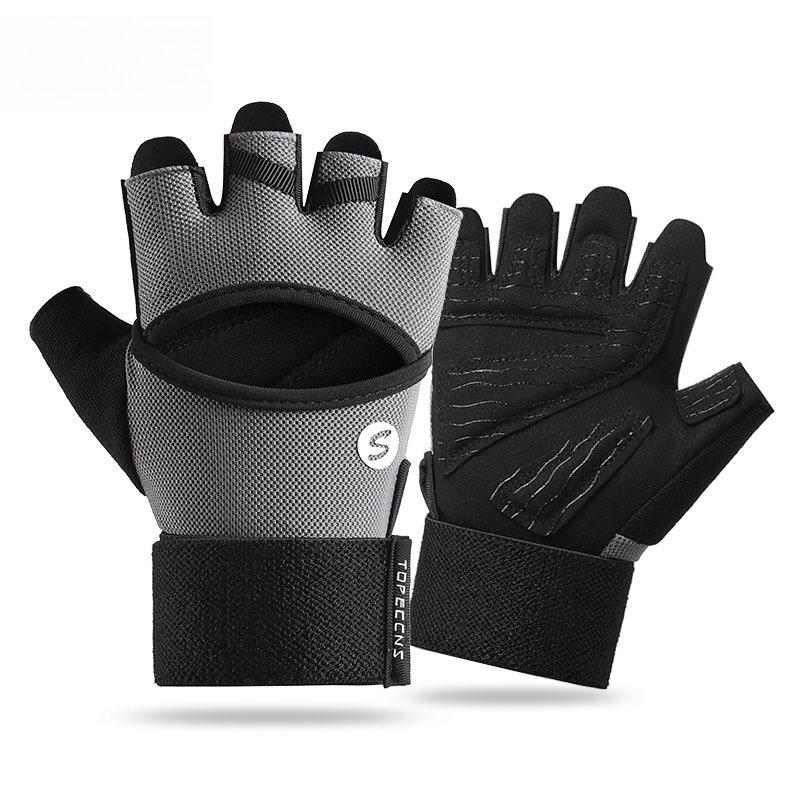 

Fitness Gloves Outdoor Extended Wrist Guards Fitness Protection Cycling Horizontal Bar Non-slip Sports Fitness Half Finger L