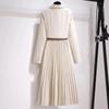 Women's Dresses Fashion Suit Collar Stitching Fake Two-Piece Elegant Lady Office Long Dress Vestidos