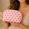 Water-Resistant Underwear Storage Bag Divided Compartments Polka Dot Lingerie Organizer Case Zipper Closure Bra Storage Case