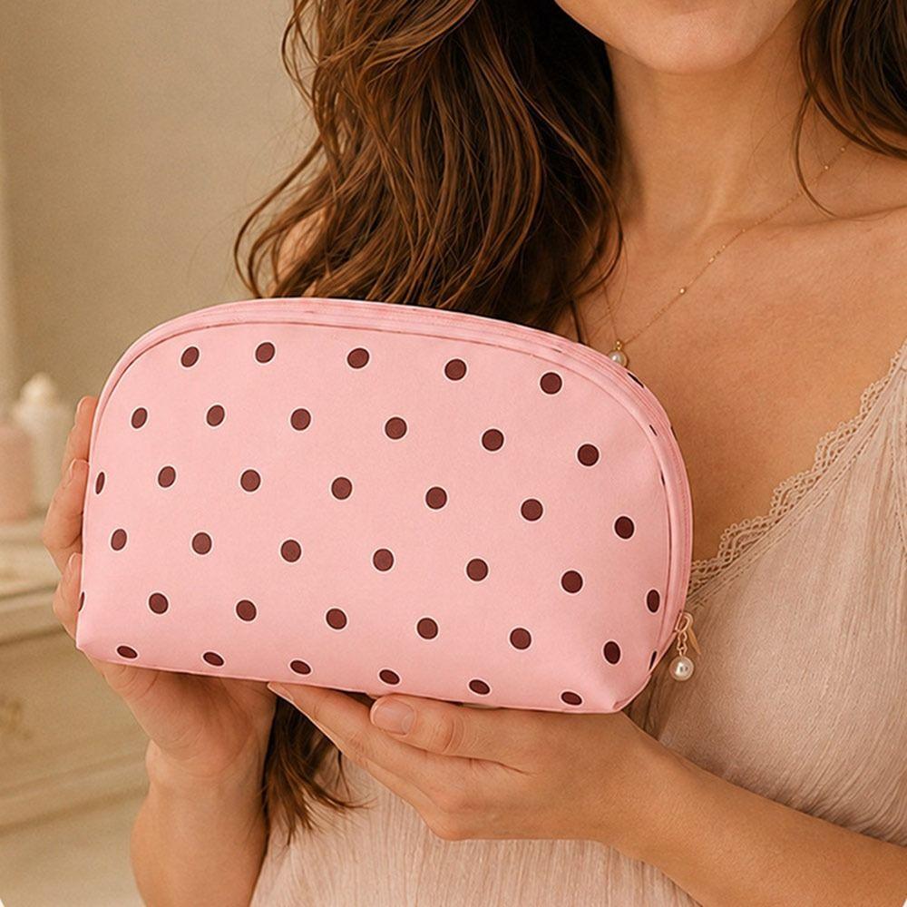 Water-Resistant Underwear Storage Bag Divided Compartments Polka Dot Lingerie Organizer Case Zipper Closure Bra Storage Case