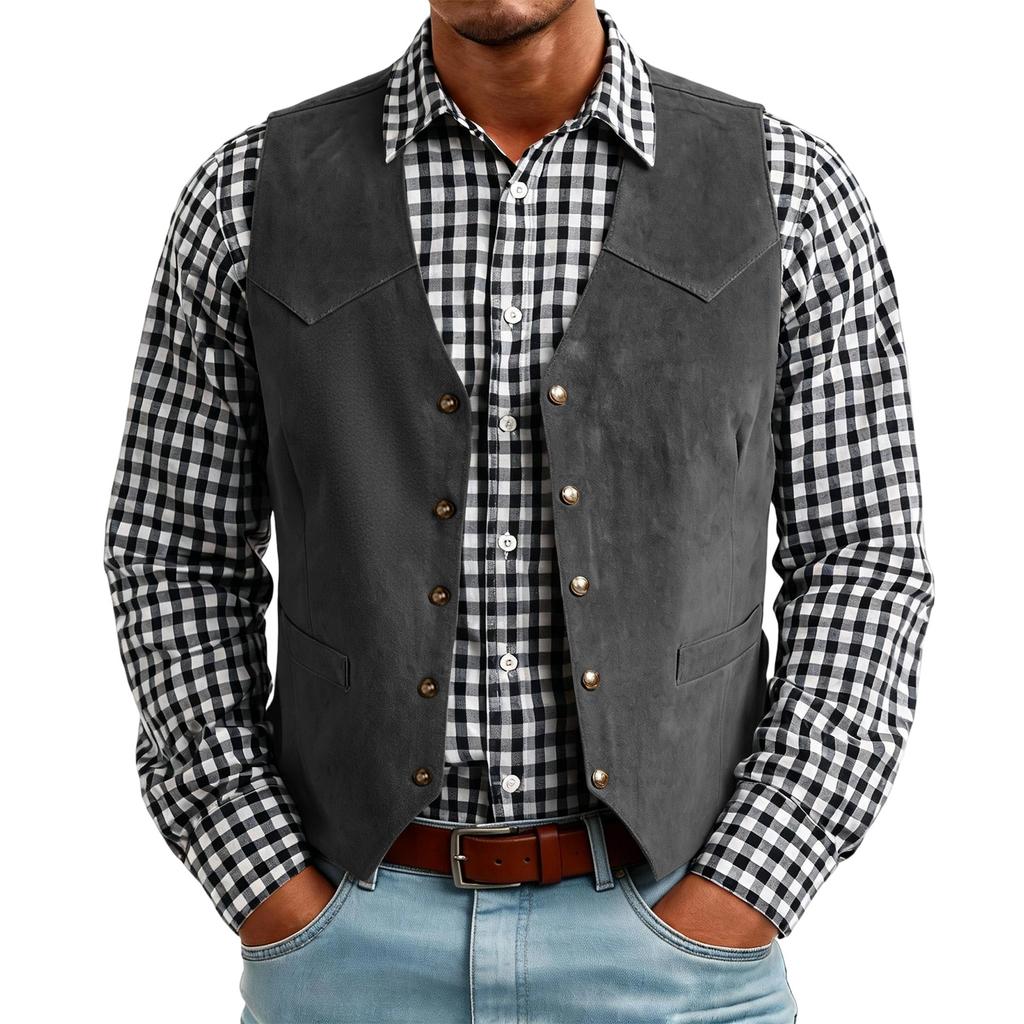 Men's Vest with Buttons - Business Casual Slim Fit for Layering