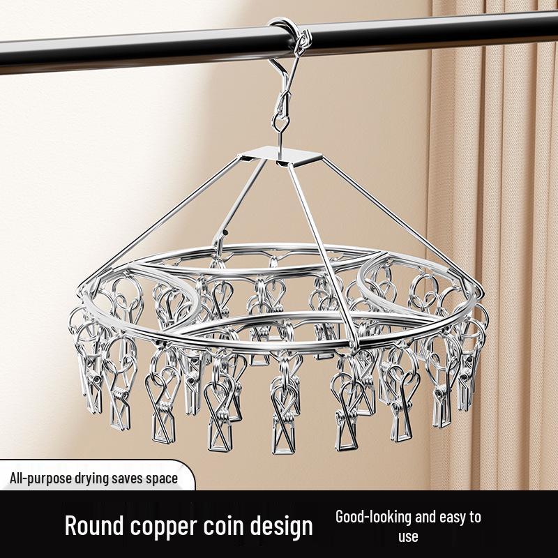 Wielofunkcyjny stojak do suszenia ubrań ze stali nierdzewnej z 20 klipsami do akademików i domów