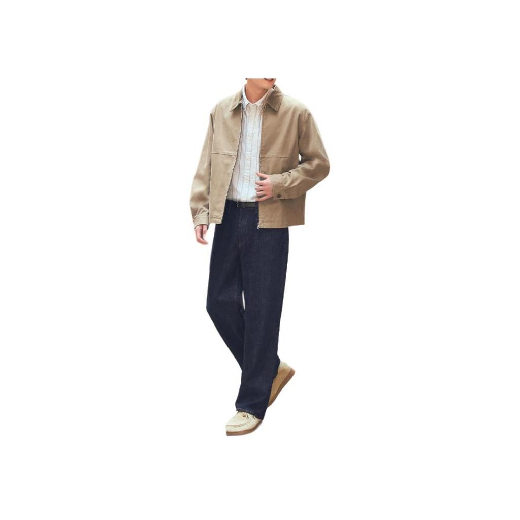 Uniqlo Solid Light Gray Striped Loose Fit Single Breasted Long Sleeve Shirt Men Shirts 480802-31