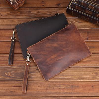 Guangzhou hoogwaardige Crazy Horse lederen heren clutch tas OEM retro hoogwaardige heren clutch tas ODM