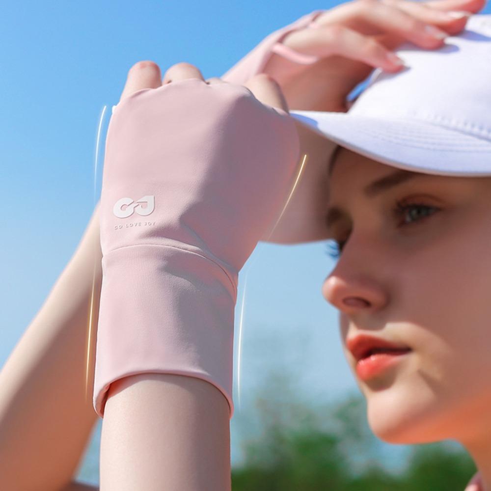 Solid Color Half Finger Golf Gloves Elastic Ice Silk Mittens Breathable Sunscreen Gloves  Summer