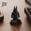 Delicate Texture Sculpture Anubis Figurine, 3D Printed Egyptian God Statue Meditating with Heart Hands, Mythical Desk Decor for Home Office,