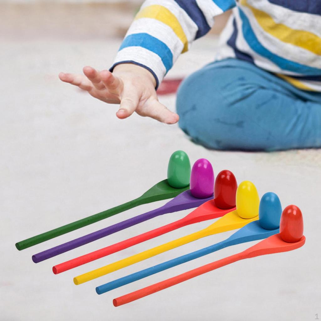 6Pcs Egg Spoon Race Game Montessori Toy Birthday Gifts Family Activity Garden Outdoor Toys Party