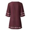 Women's  Mesh Panel Blouse 3/4 Bell Sleeve Loose Top Shirt Dress
