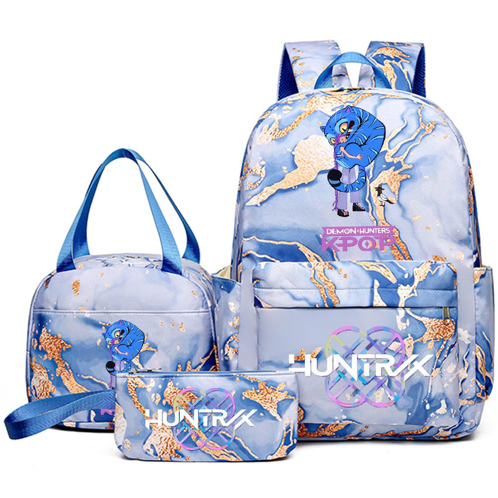 3Pcs/set Anime K-Pop Demon Hunters Printed Backpack Handbag Pencil Case for Teenager Student Bookbag Schoolbag Women Large Capacity Waterproof Bag