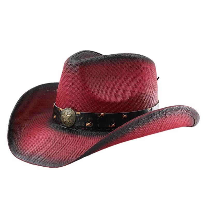 Classical Star Trim Homburg Top Hat Panama Hat Gift for Boyfriend Top Hat Cowboy Costume for Outdoor Gatherings