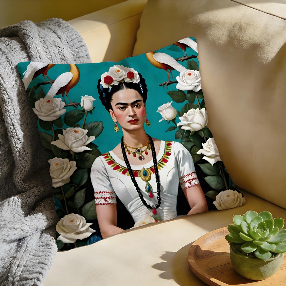 Cushion Cover Washed Linen Soft Breathable Decorative Case for Sofa Home Pillow cover Frida Kahlo 30x30cm