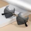 Novel Rimless Devil Ear Heart Shape Sunglasses for Women Men Trendy Creative Party Halloween Cosplay Glasses UV Protection