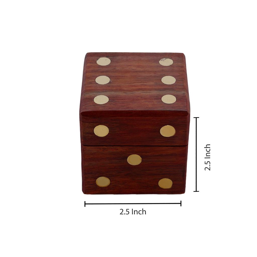 Shriji Crafts Wooden Dice Box with 5 Dice Storage for Decoration, Games, for Kids Adults
