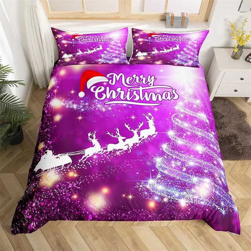 

Comforter Christmas Tree Christmas Theme Bedding Set Cartoon Deer Snowman Comforter King Queen For Girls Teens Room Comforter (quilt)-EU Single(135*200cm)3pcs
