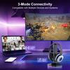 RGB Gaming Headset with Contact Charging Stand, Auto Dock Charging Via Pogo Pins, Tri-Mode BT5.3/2.4G/3.5mm, ENC Mic for PS5 PC