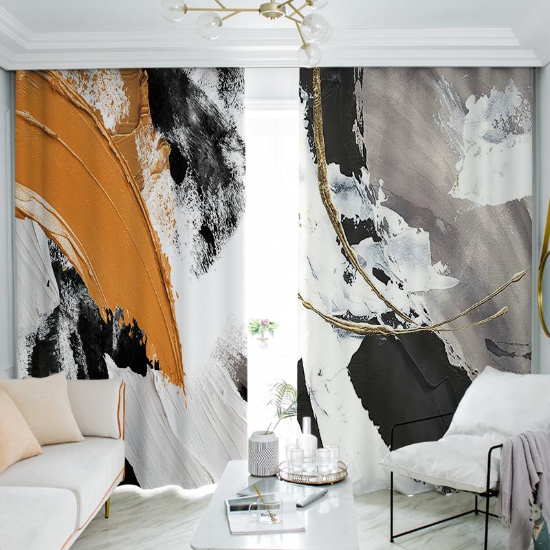 Abstract Tranpical Leaf Nordic Morandi Colorful Kid's Window Curtains Blinds for Living Room Bedroom Kitchen Door Home Decor2Pcs