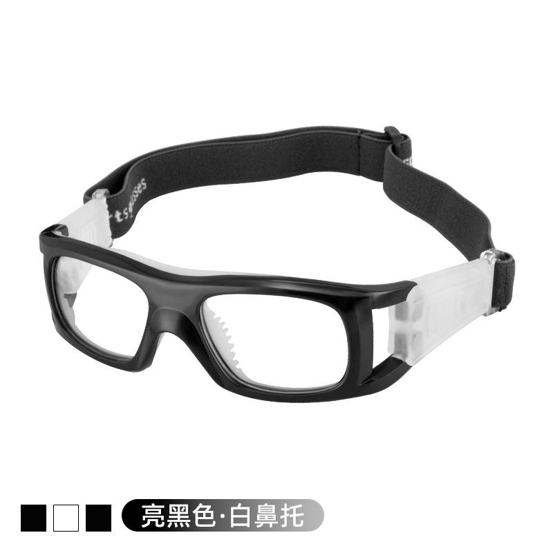 

OPOLLY Basketball goggles, basketball protective eyewear, specialized for playing basketball, football, running, anti-explosion, myopia sports Bright Black+White nose p
