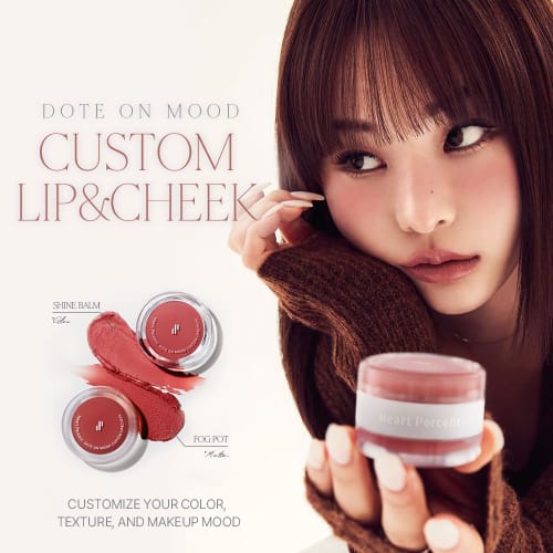 Heart Percent Dote On Mood Custom Lip & Cheek [Dual Color] Matte (Fog Pot) & Glow (Shine Balm) #05.Mauvish/Mobishi