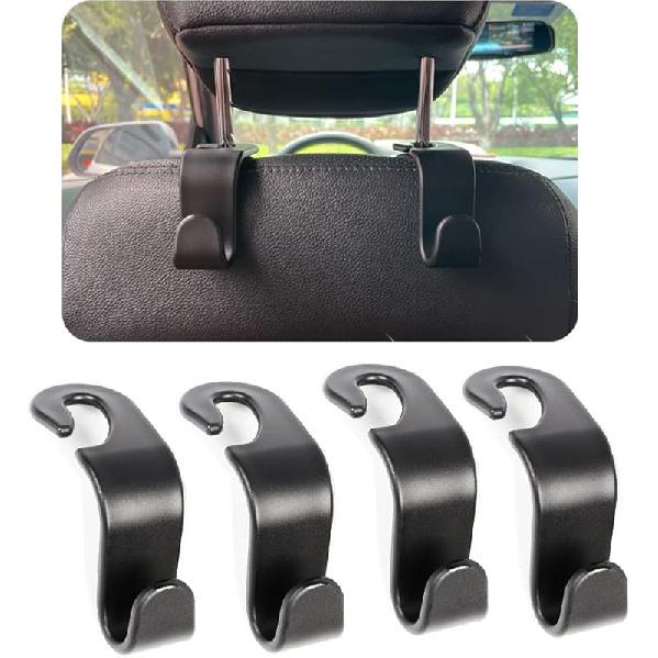 Car Headrest Hook for Purses and Bags 4 Packs,Car Back Seat Headrest Hanger,Universal Vehicle Storage Organizer(Black,4Pack)