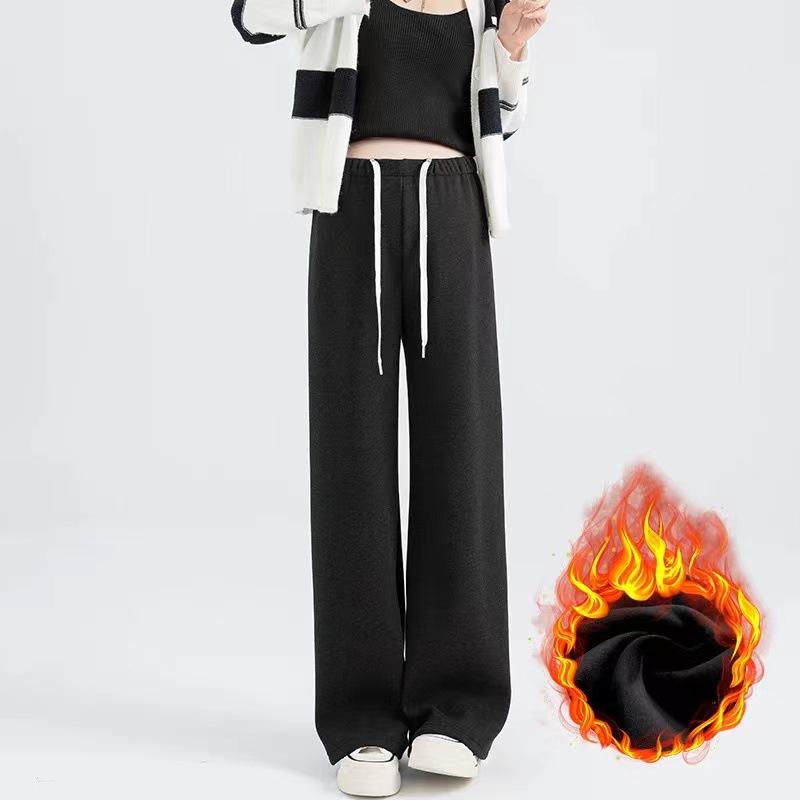 Maternity Velvet Wide-Leg Pants for Autumn/Winter - Large Size, Warm, Stylish, and Discreet for Expecting Mothers