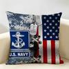 Emblem Usa Fire Police Military Cushion Cover Natural Linen Organic Fabric DoubleSided Printing Room Sofa Decor Pillow Case