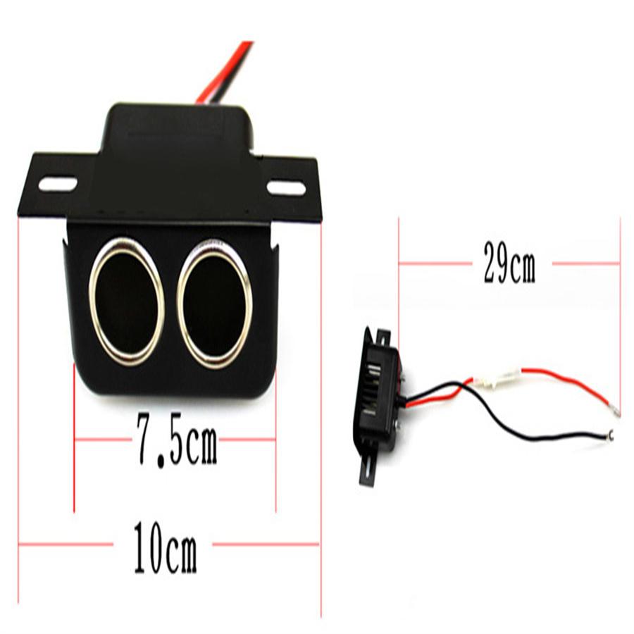 Black 12V Car Metal Cigarette Lighter 2 Socket With Fuse For Motorcycle Modified