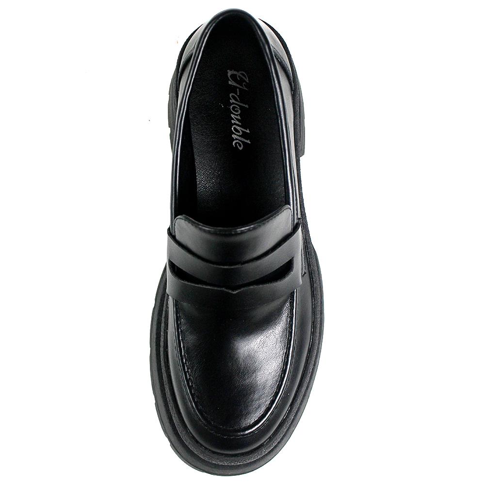 Spring Women Loafers Chunky Genuine Leather Vintage Platform Shoes High Heels Ladies Casual Shoes British Style