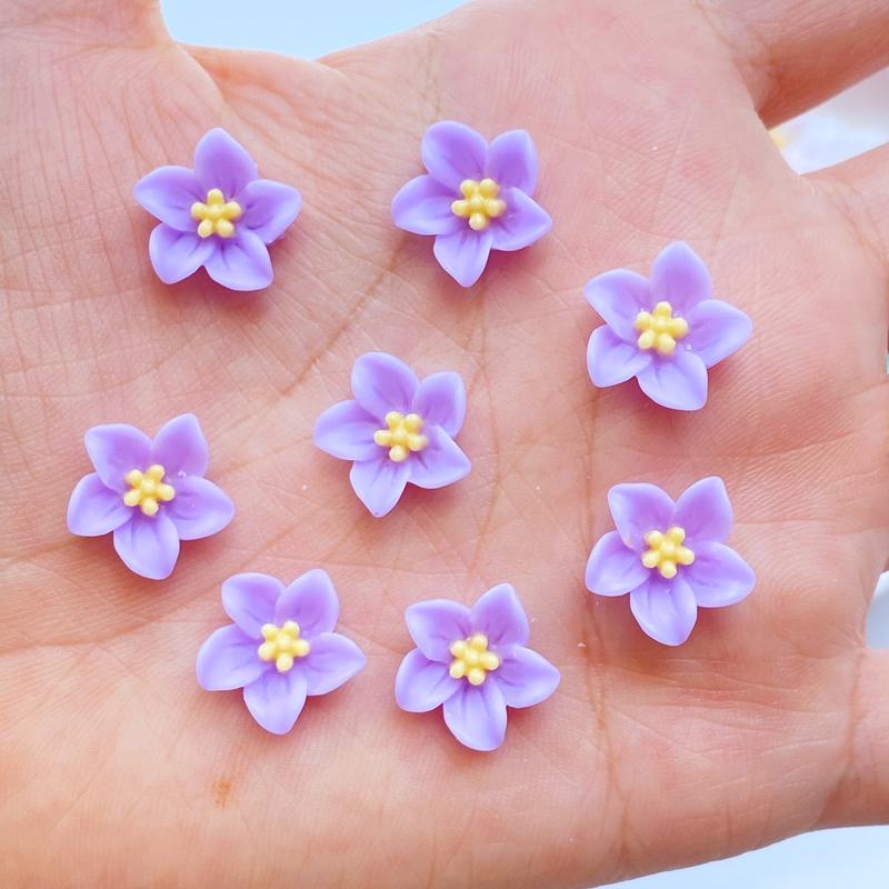 60Pcs New Cute 13mm Mini Flower Series Resin Flatback Cabochon Scrapbook Kawaii Embellishments Accessories